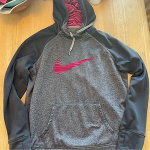 Women’s Nike thermafit hoodie sweatshirt size XL charcoal gray pink